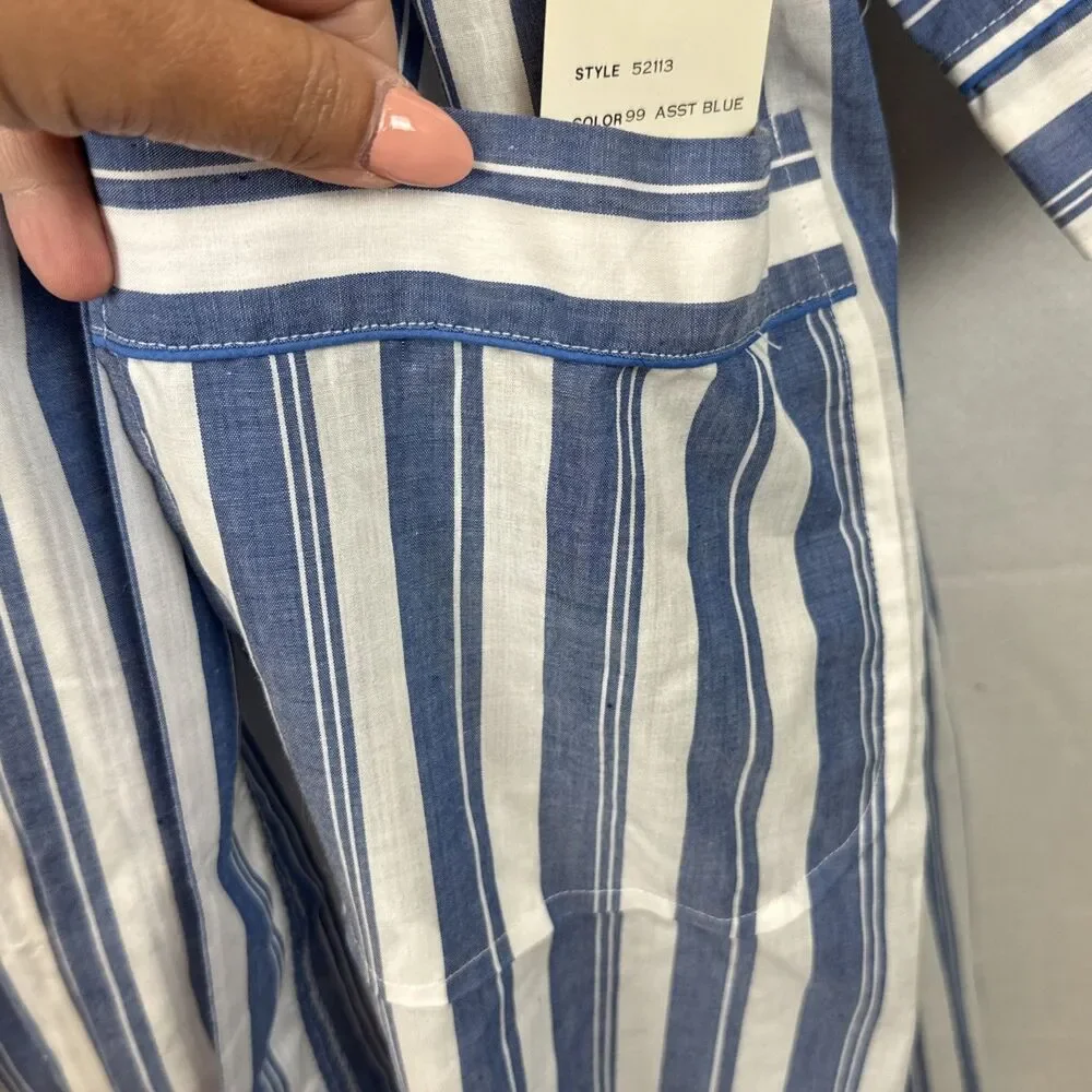 VTG Pierre Cardin NWT Robe One Size Striped Blue White Deadstock Sibleys Tag